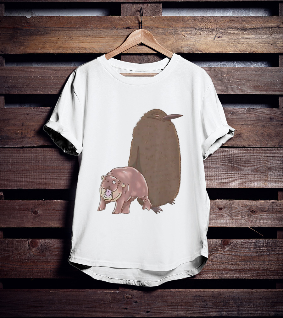 Best Friends Moo Deng Hippo And Pesto Penguin Playful Companions T-Shirt