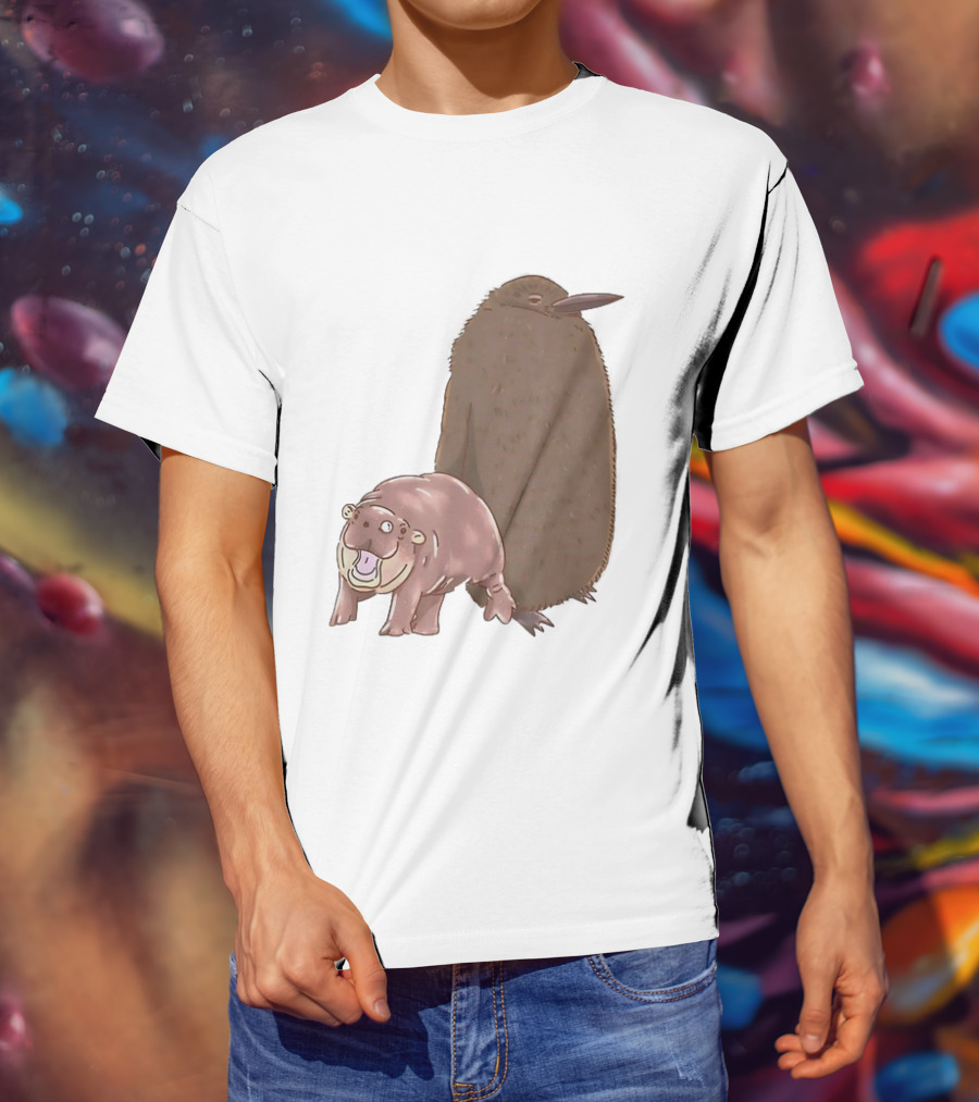 Best Friends Moo Deng Hippo And Pesto Penguin Playful Companions T-Shirt