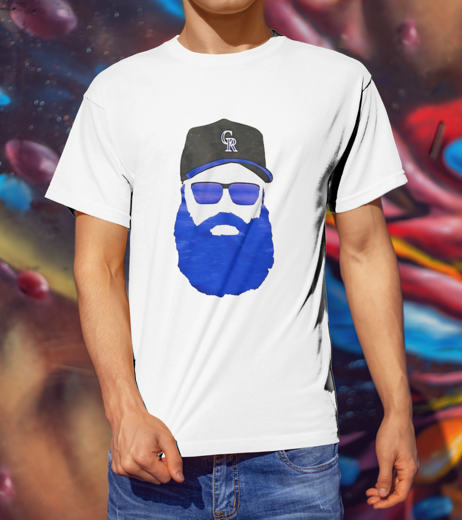 Charlie Blackmon Face Beard Sunglasses Colorado Rockies Baseball T-Shirt
