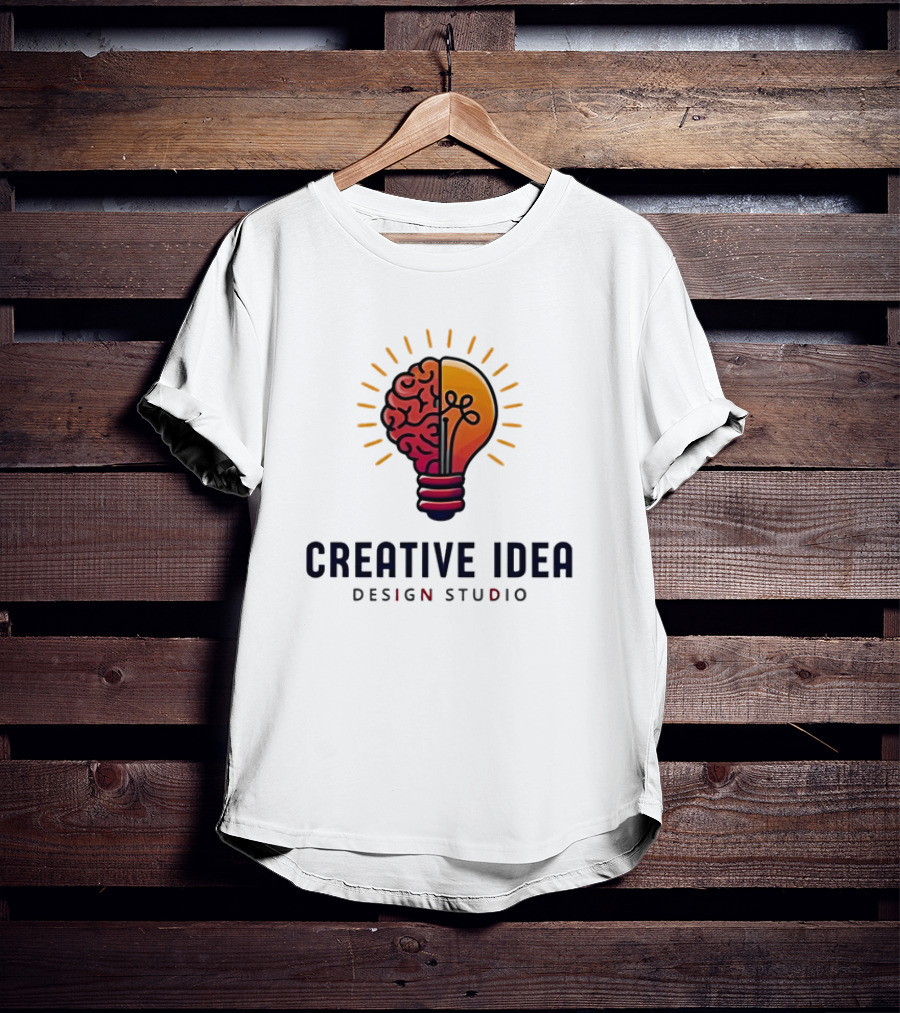 Creative Idea Brain And Lightbulb Design Studio Concept T-Shirt