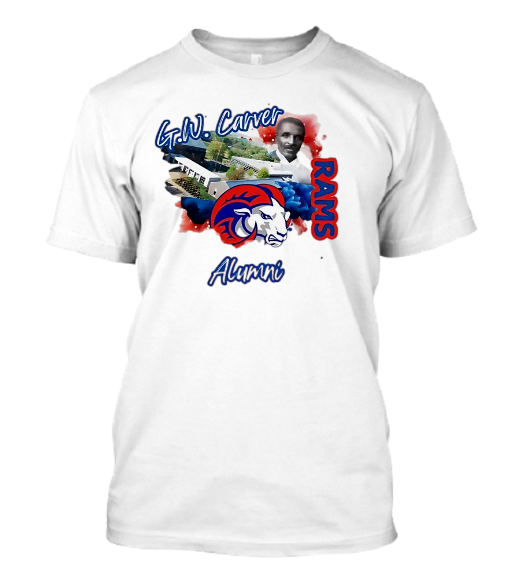 G.W. Carver RAMS Alumni With School Building And Historical Figure T-Shirt