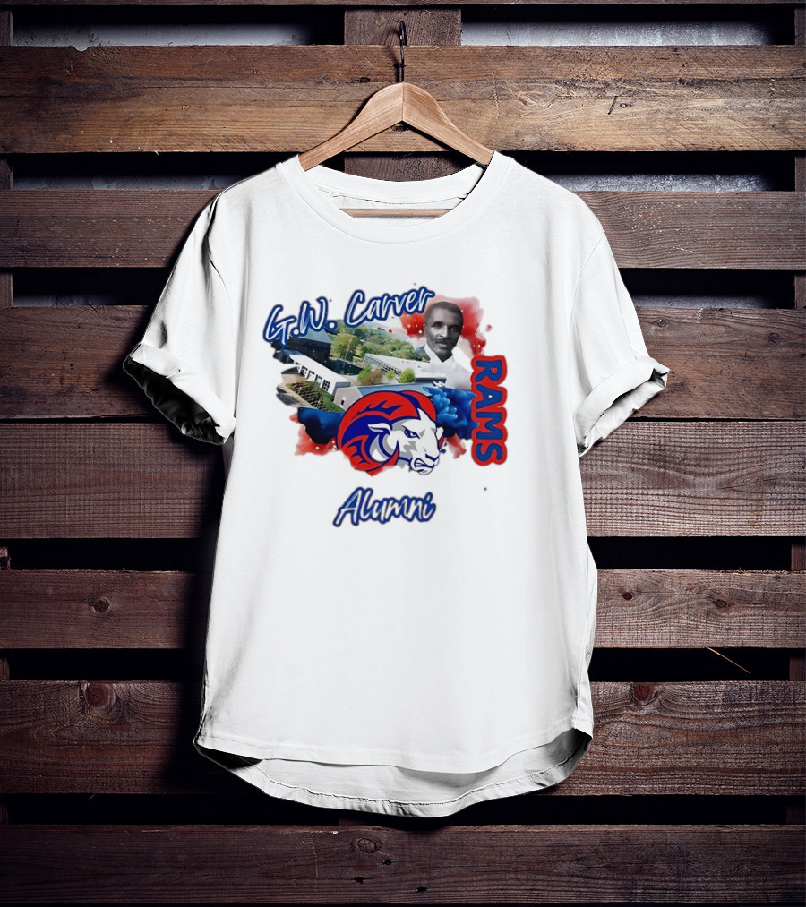 G.W. Carver RAMS Alumni With School Building And Historical Figure T-Shirt