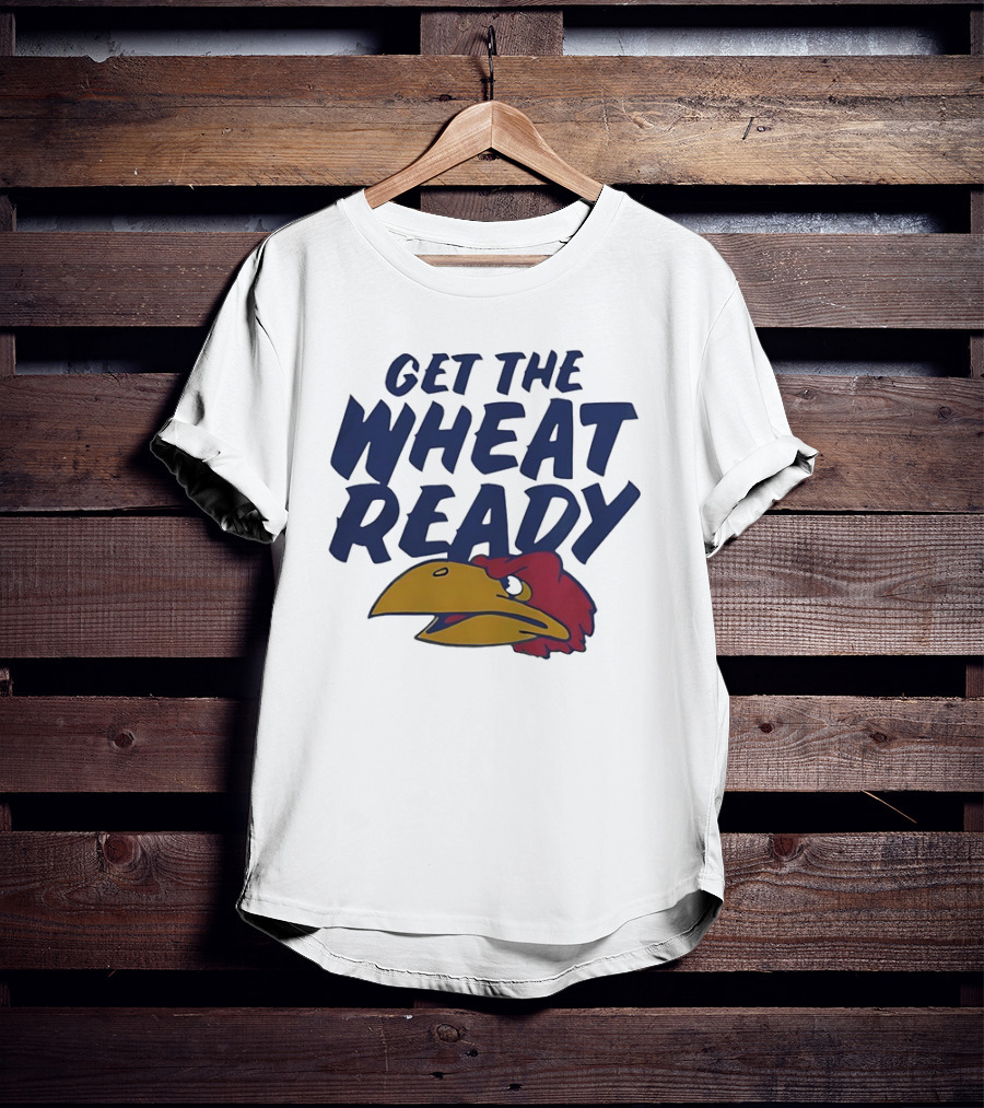 Kansas Jayhawks Get The Wheat Ready Motivational Phrase With Team Mascot T-Shirt
