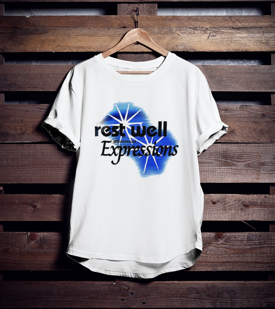 Rest Well Expressions At The Moment Retro Starburst Blue T-Shirt