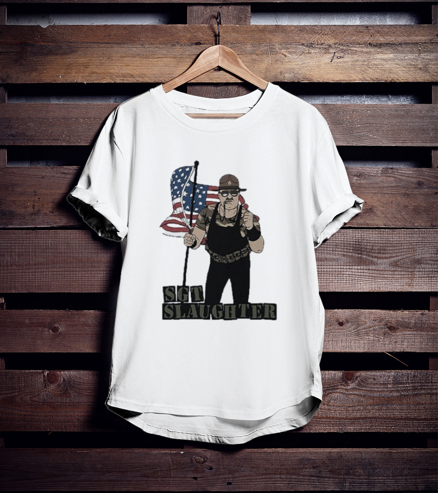 Sgt Slaughter American Flag Comic Style Patriotic T-Shirt