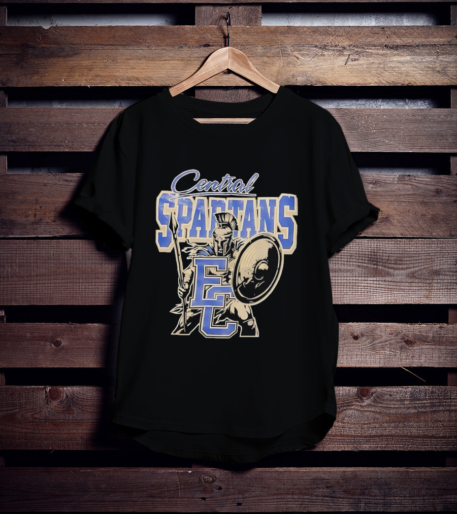 Central Spartans EC Football Spartan Warrior Shield Spear T-Shirt