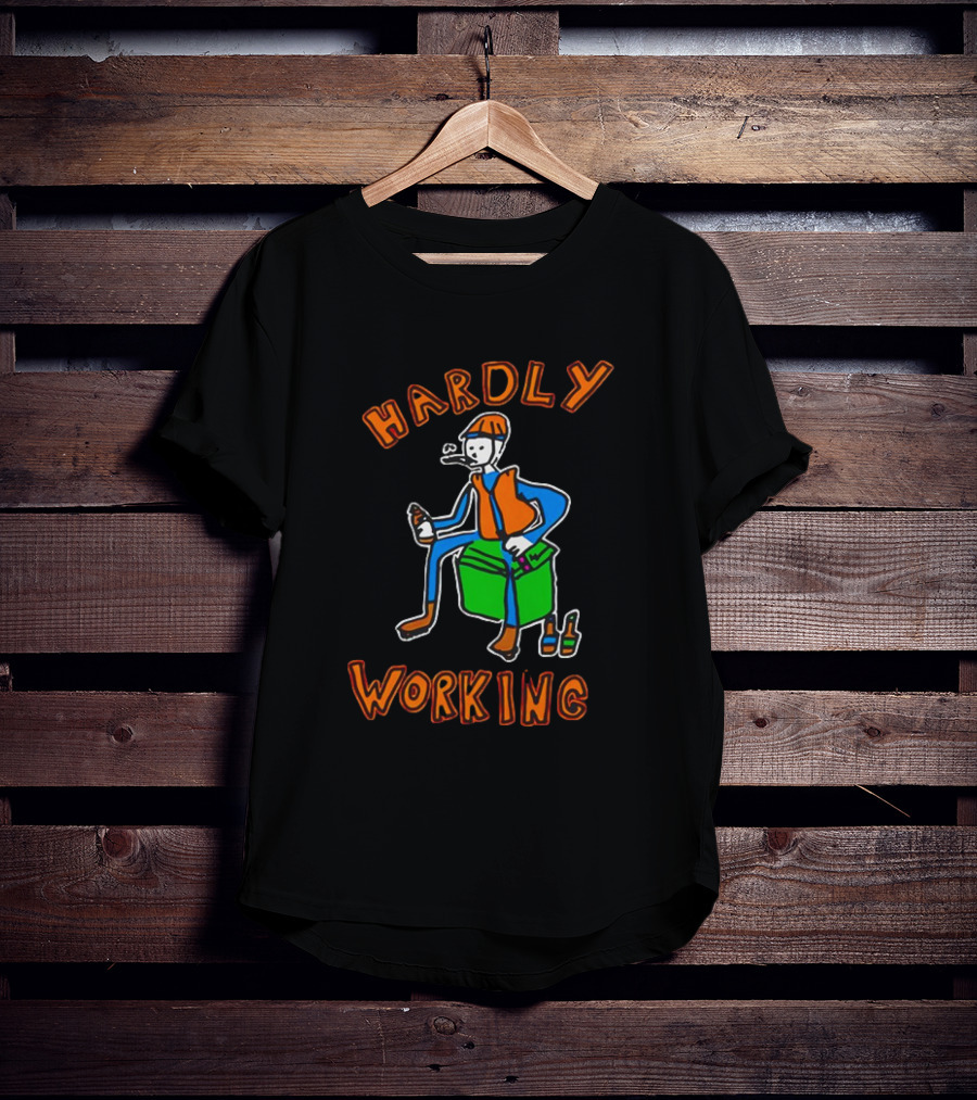 HARDLY WORKING Meme Sitting On Cooler With Beer Bottles T-Shirt