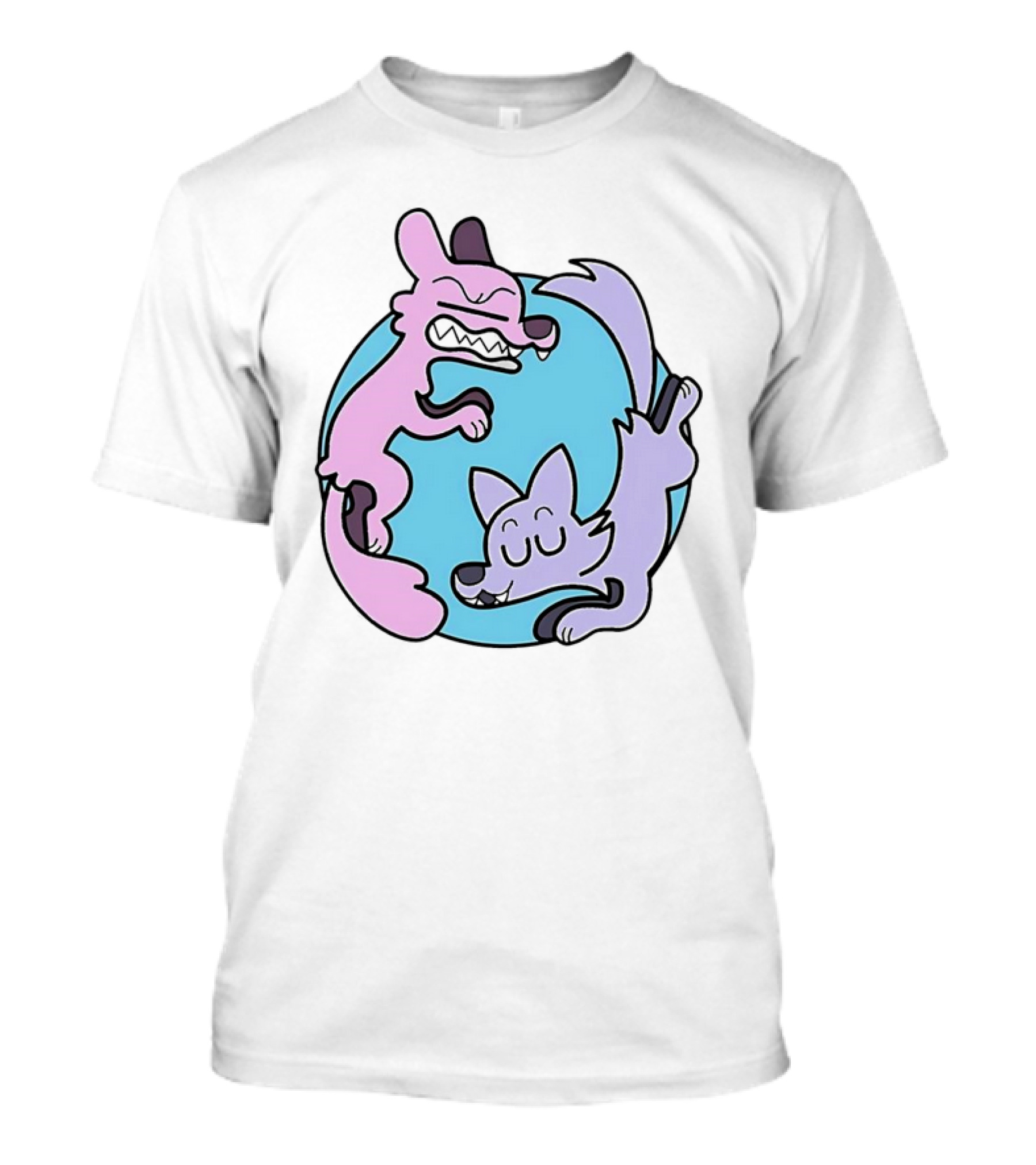 Ac Stuart Two Wolves Yin Yang Pastel T-Shirt