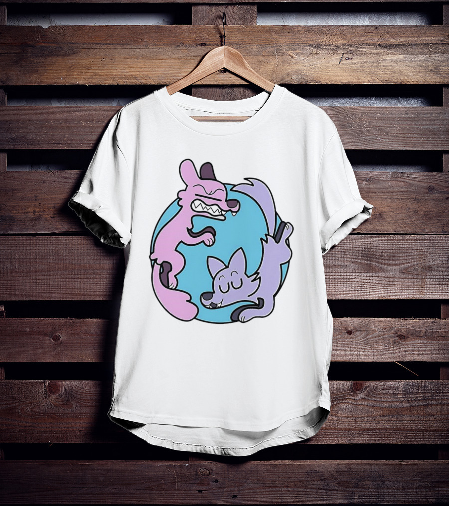 Ac Stuart Two Wolves Yin Yang Pastel T-Shirt