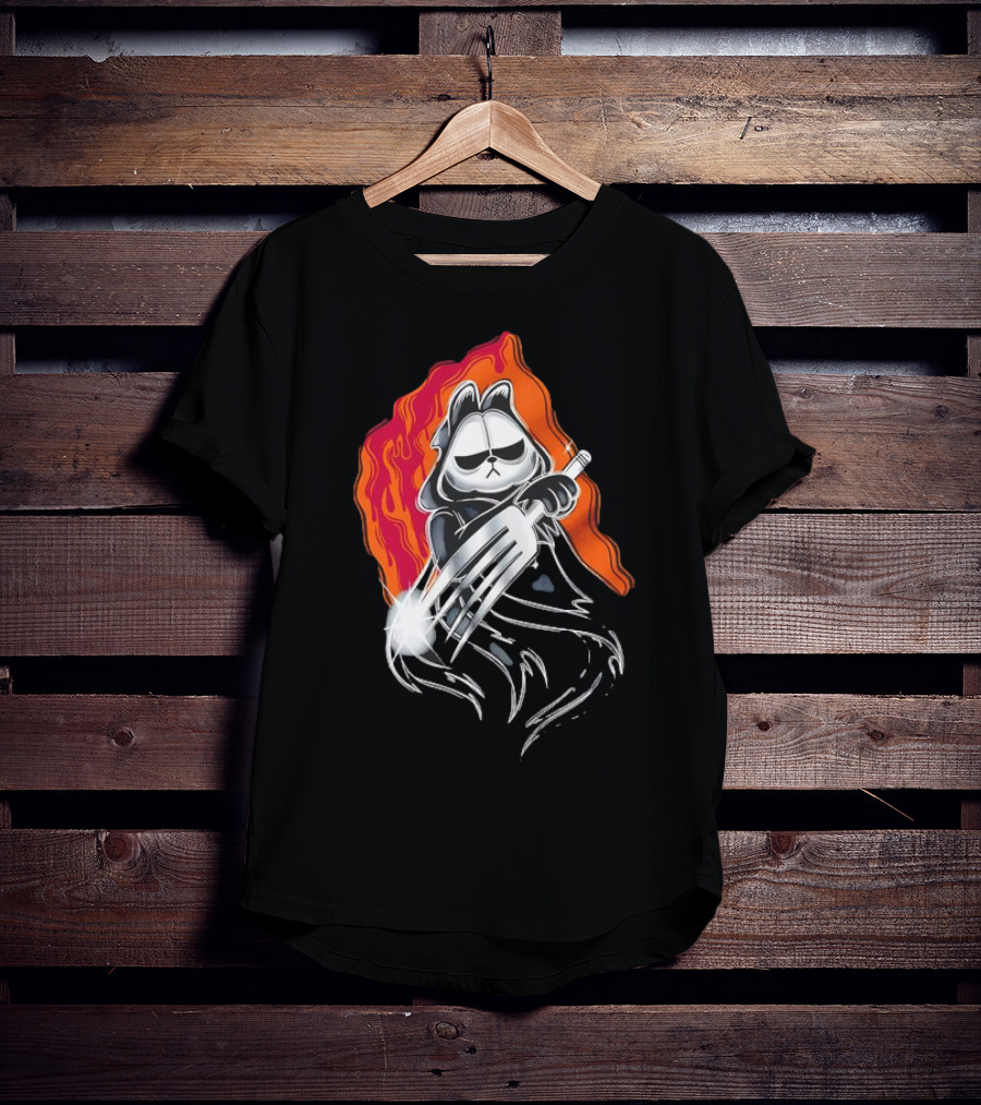 Ghostface Garfield The Lasagna Slasher Fiery Fork Phantom T-Shirt