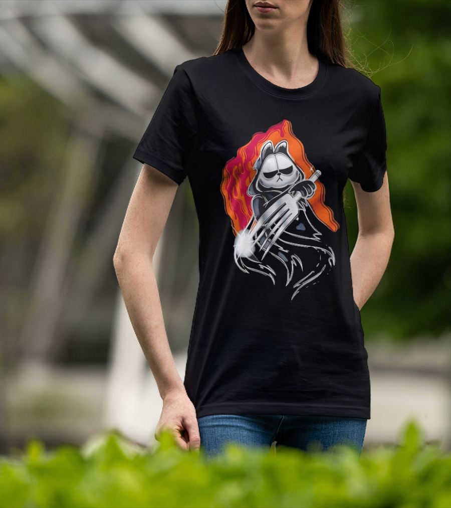 Ghostface Garfield The Lasagna Slasher Fiery Fork Phantom T-Shirt