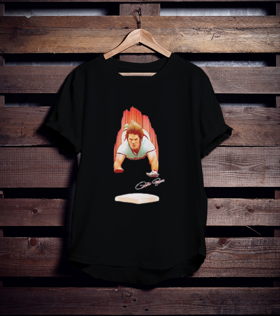 PETE ROSE Cincinnati Sliding Signature Baseball Legend T-Shirt