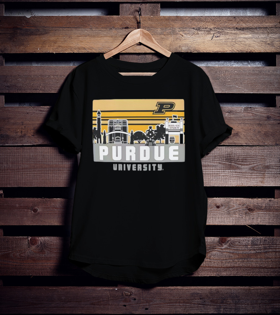 Purdue Boilermakers University Ross-Ade Stadium Campus Skyline Retro T-Shirt