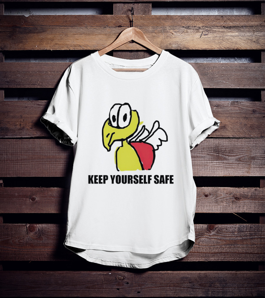 Keep Yourself Safe Bird With White Wings And Red Patch T-Shirt