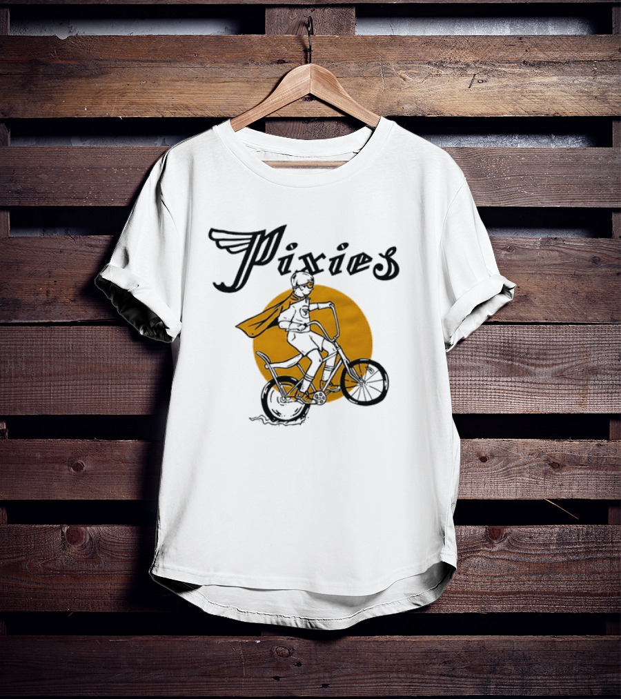 Pixies Retro Biking Superhero With Cape T-Shirt
