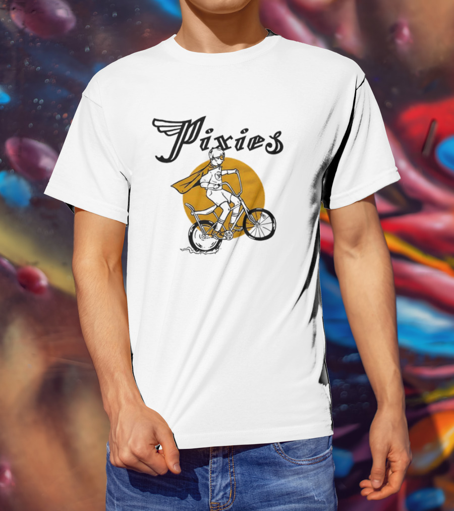 Pixies Retro Biking Superhero With Cape T-Shirt