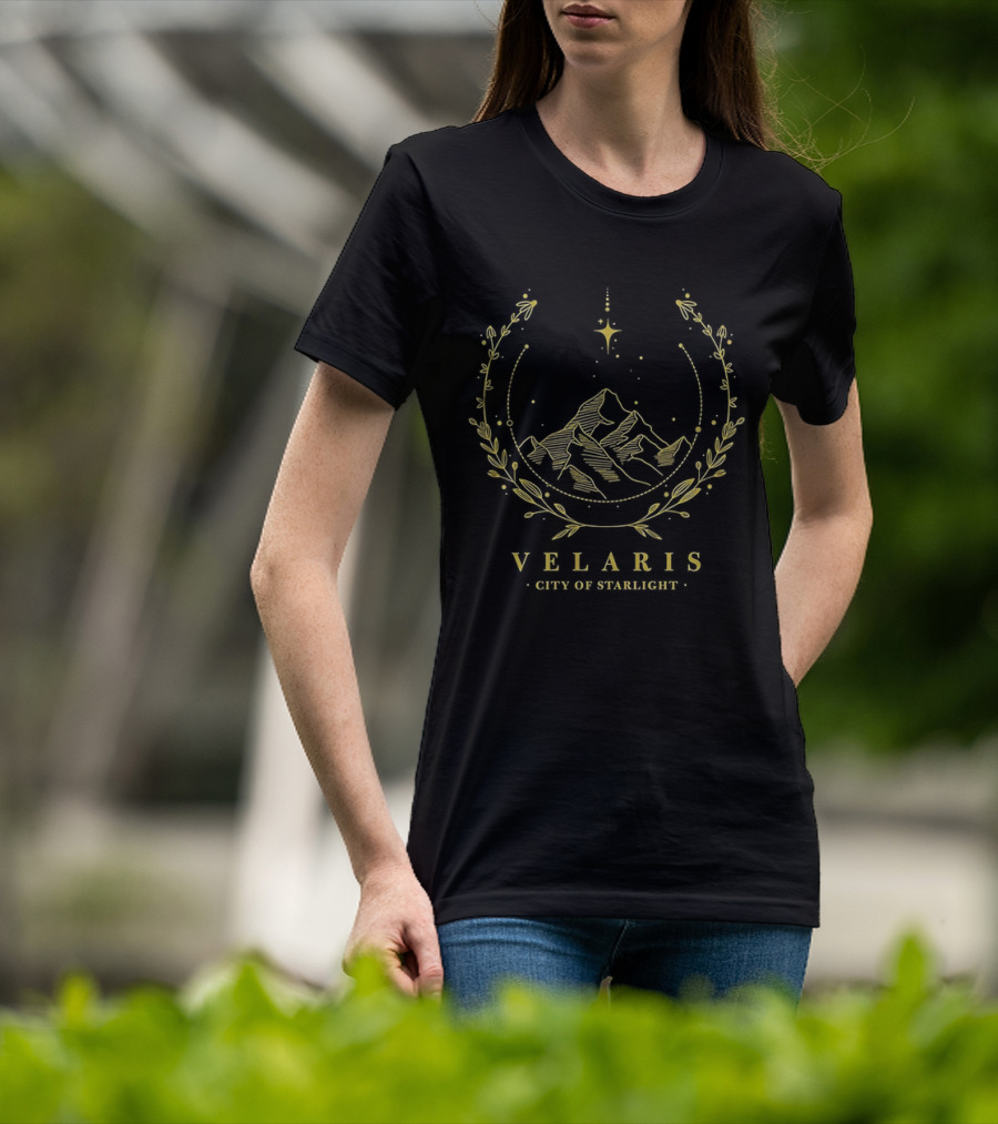Velaris City Of Starlight Night Sky Mountain Emblem T-Shirt