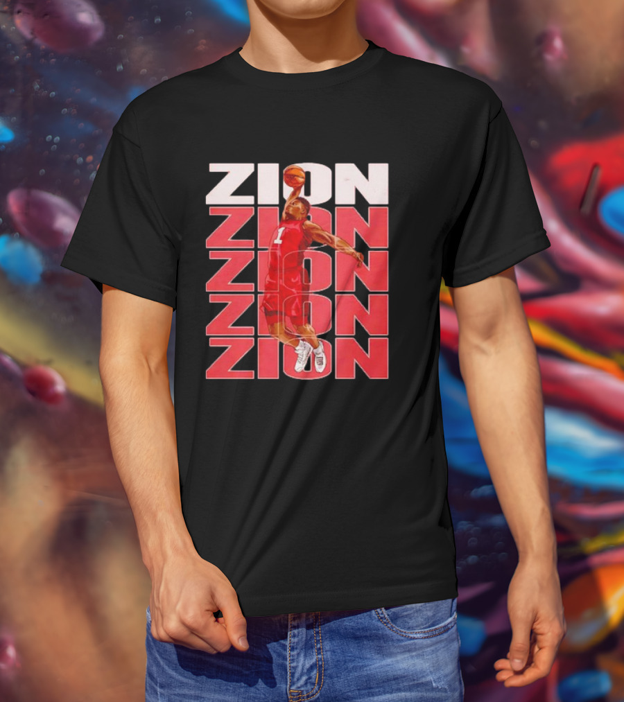 Zion Williamson Basketball Dunk Red Repeat T-Shirt