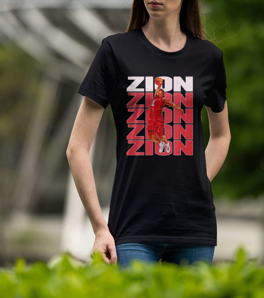 Zion Williamson Basketball Dunk Red Repeat T-Shirt