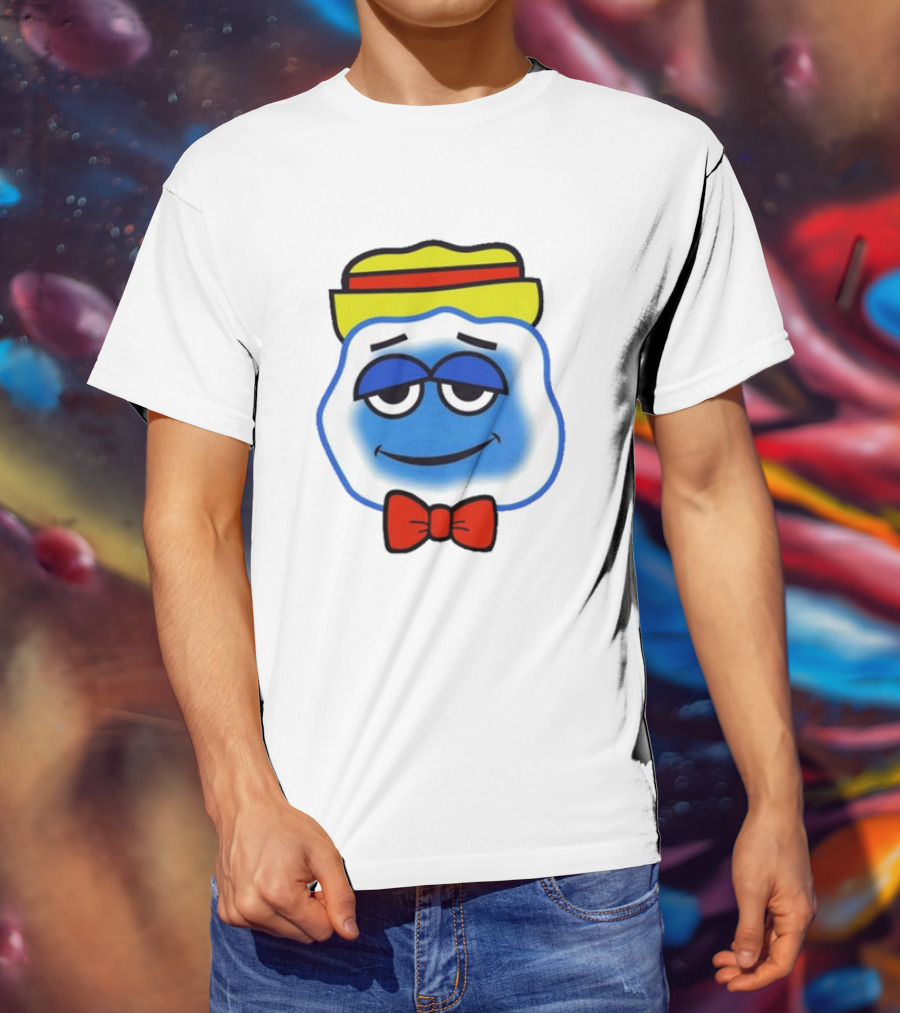 Blooo Ice Cartoon Face With Yellow Hat And Red Bowtie Cute T-Shirt