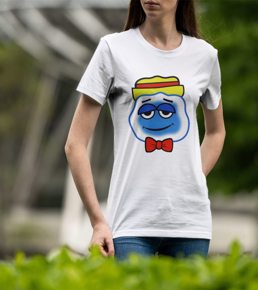 Blooo Ice Cartoon Face With Yellow Hat And Red Bowtie Cute T-Shirt