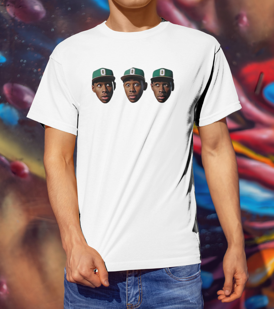Mystic Tylers Three Faces Green Hat Iconic Expressions T-Shirt