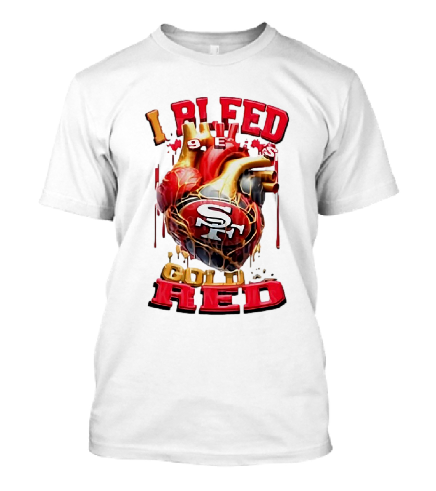 I Bleed Gold Red 49ers Heart San Francisco T-Shirt