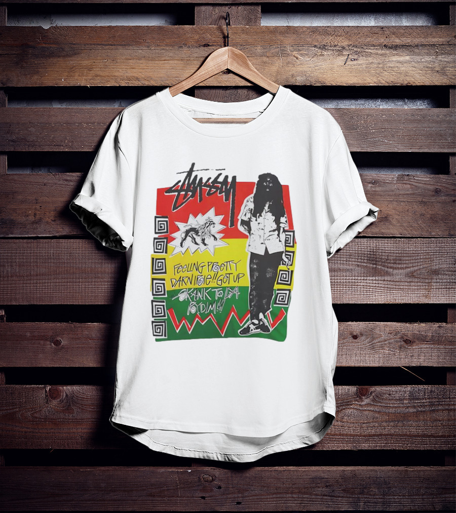 Stussy Bob Marley Feeling Pretty Darn Irie Get Up Skank To Da Riddim T-Shirt