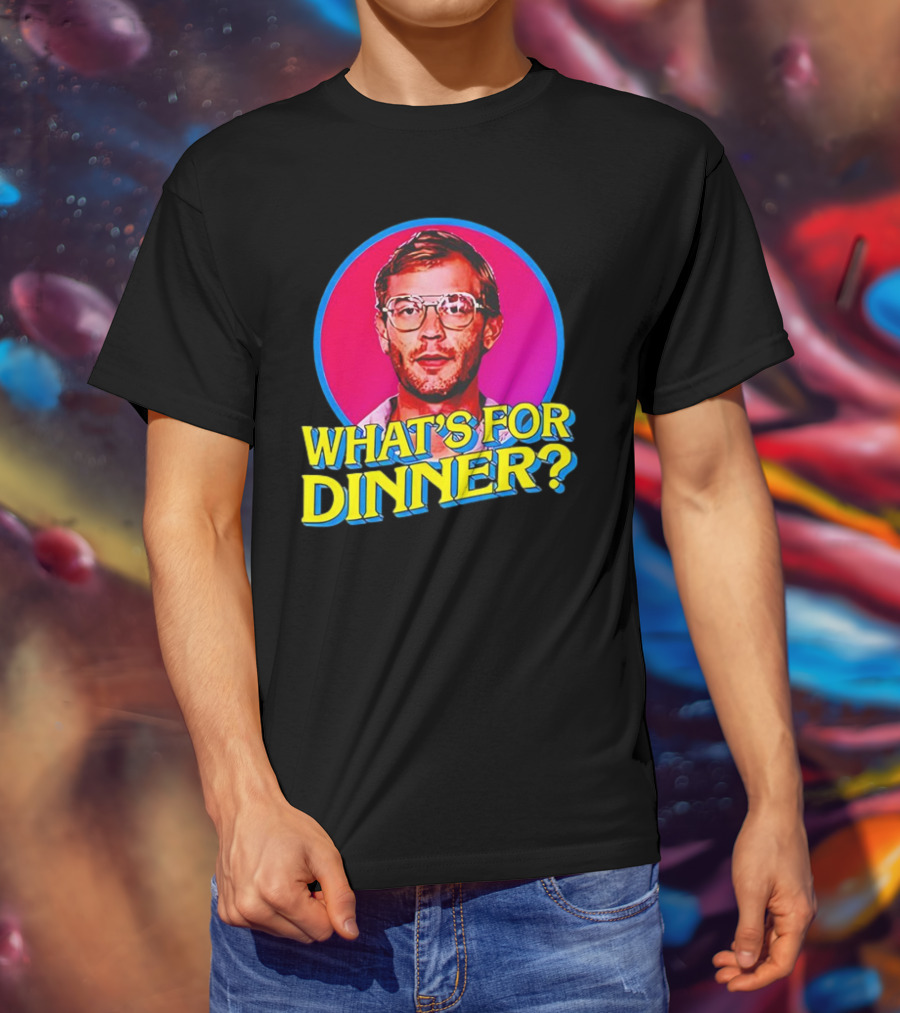 Jeffrey Dahmer What's For Dinner Retro Style Vintage Glasses Circle T-Shirt