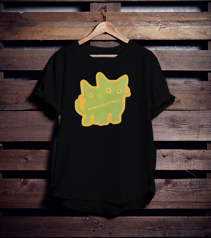 Kimchi And Miso Collection Twins Chenille Neon Cat Patch T-Shirt