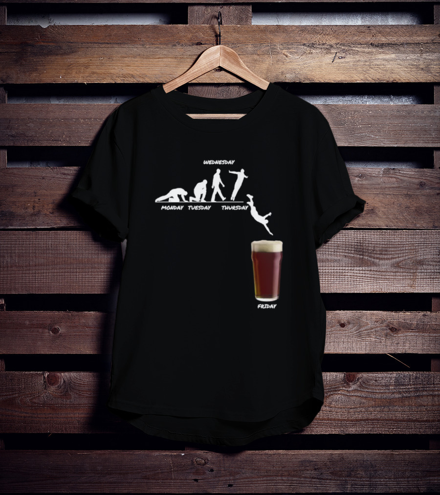 Monday Tuesday Wednesday Thursday Friday Evolution Meme T-Shirt