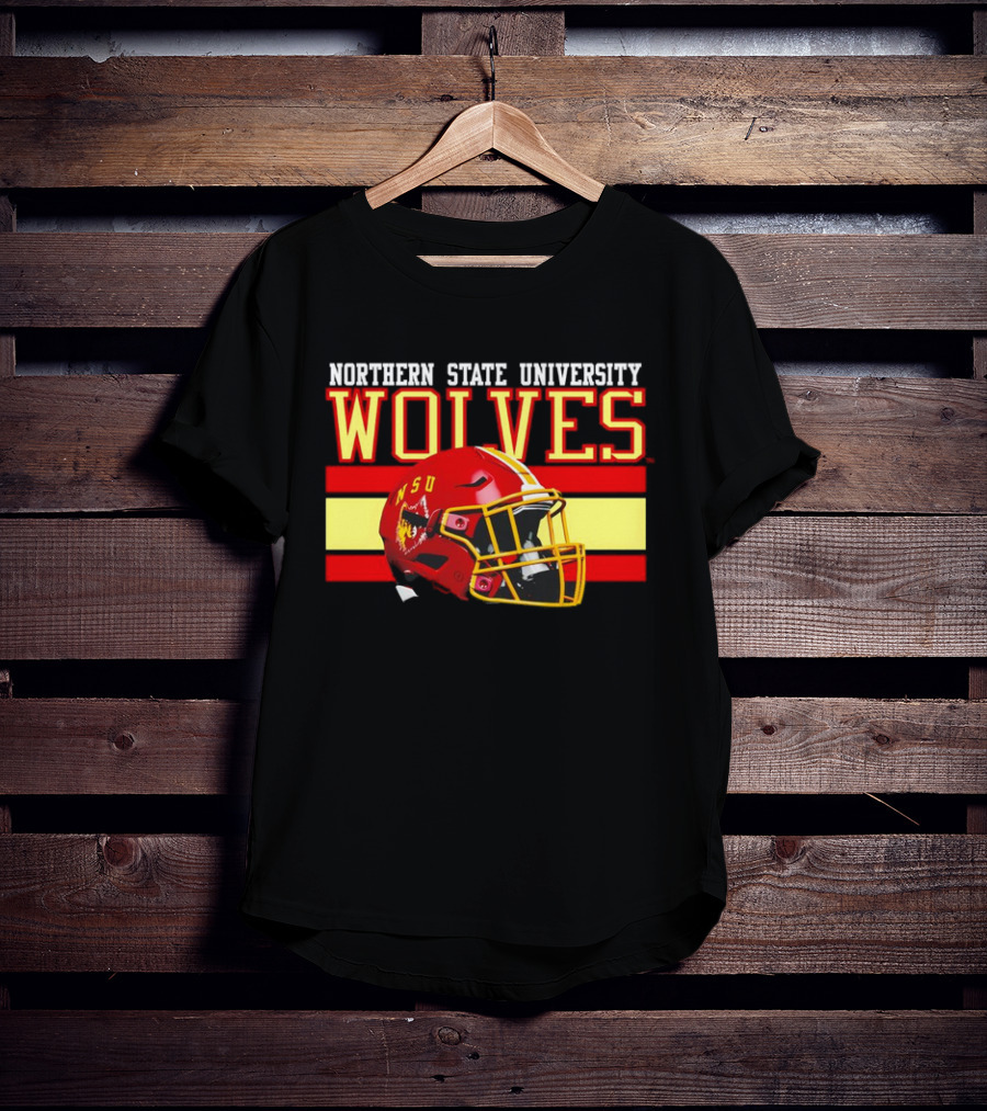 Northern State University Wolves NSU Football Helmet T-Shirt