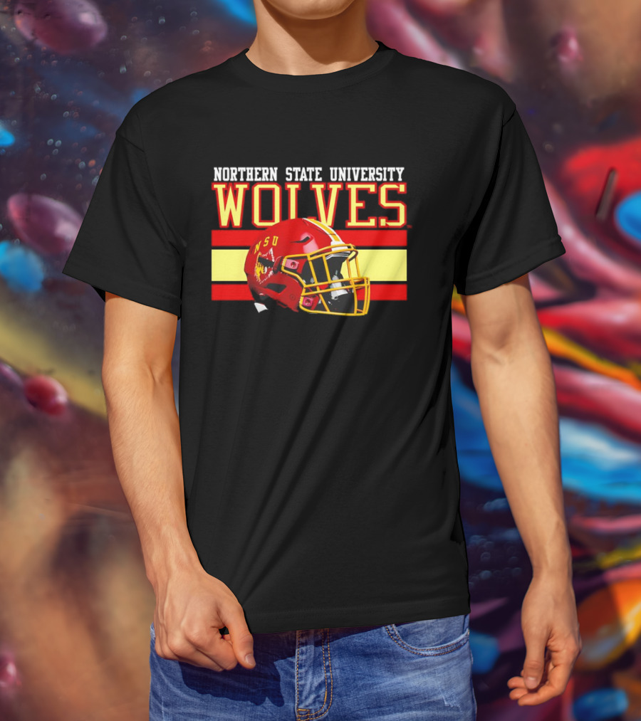Northern State University Wolves NSU Football Helmet T-Shirt