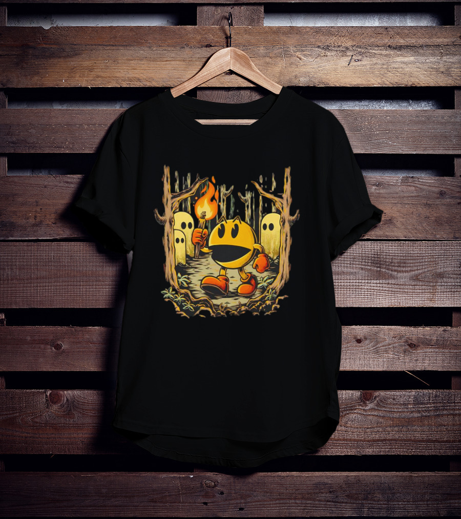 Pac Man Game Forest Torch Adventure With Ghosts T-Shirt