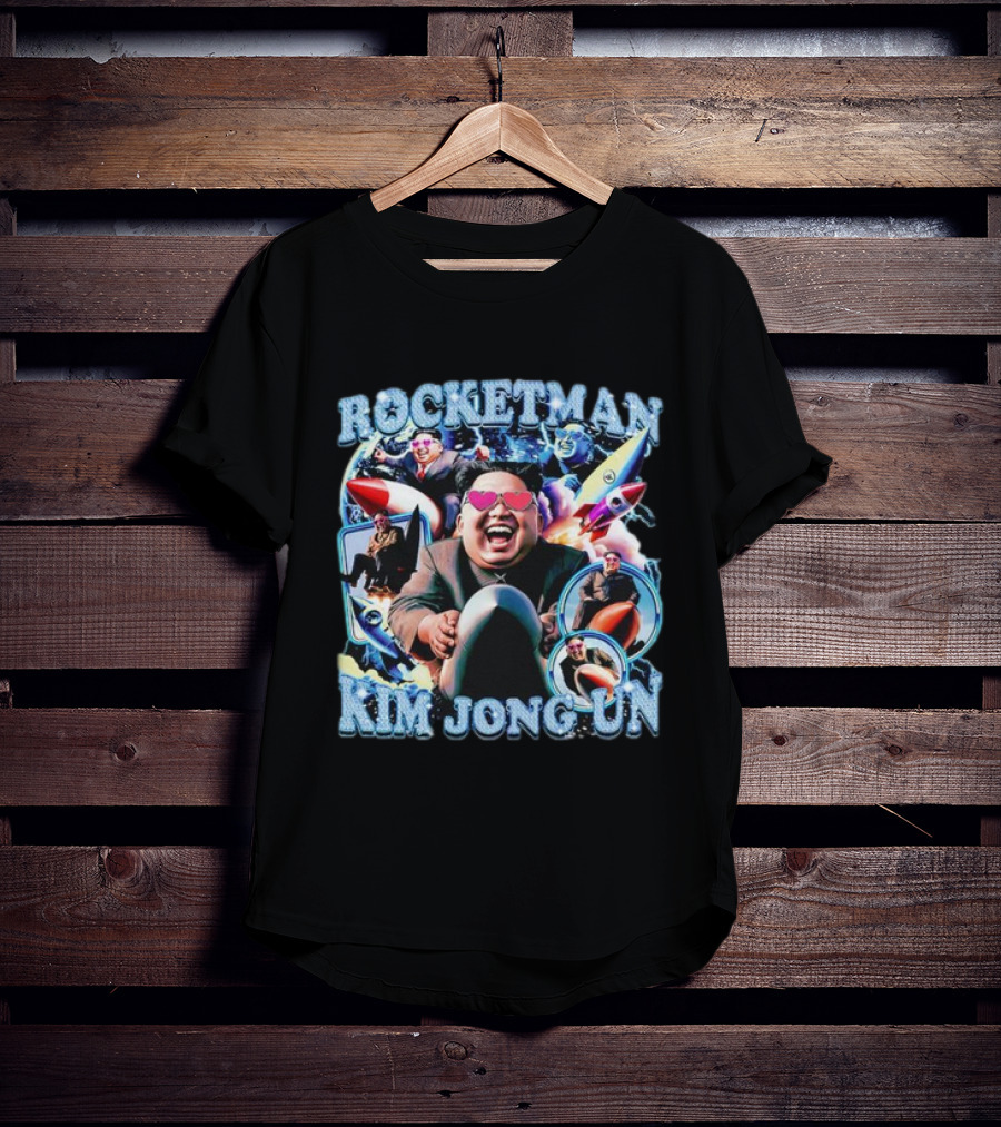 Rocketman Kim Jong Un Heart Sunglasses Missile Adventure T-Shirt