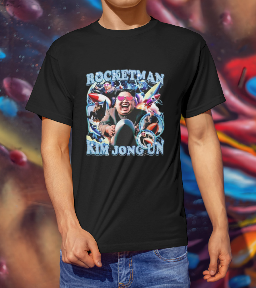 Rocketman Kim Jong Un Heart Sunglasses Missile Adventure T-Shirt
