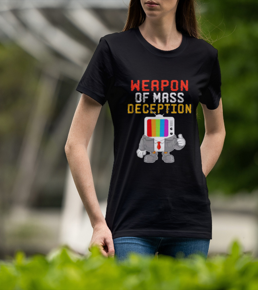 Weapon Of Mass Deception Television Cartoon In Suit With Rainbow Screen T-Shirt