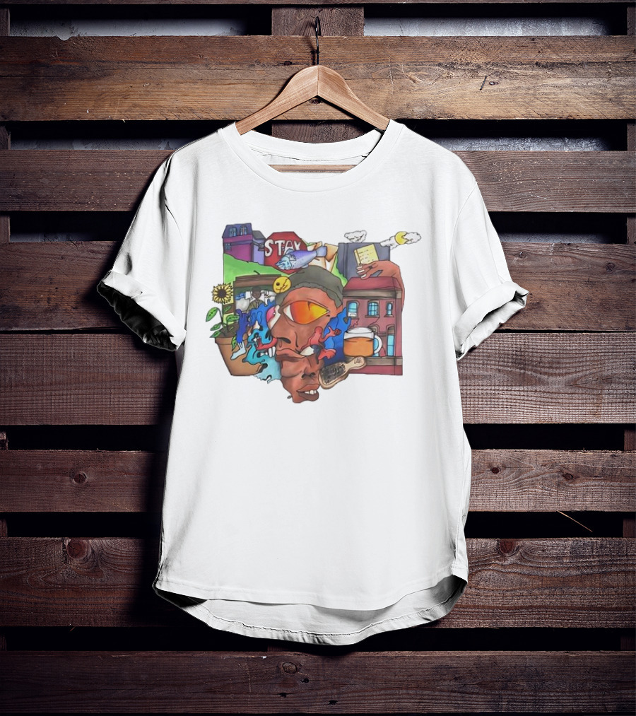 Stay Positive Bloom Thru The Pain With Urban Cityscape And Nature T-Shirt