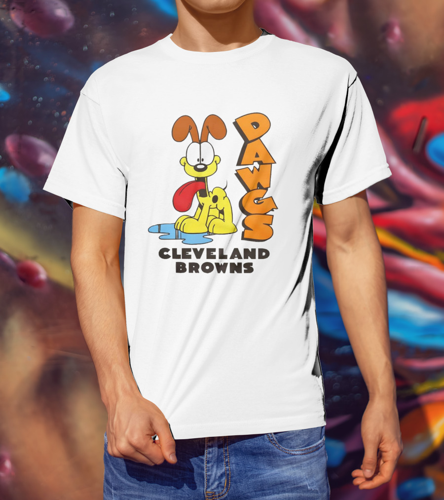 Dawgs Cleveland Browns Odie Garfield Cartoon T-Shirt