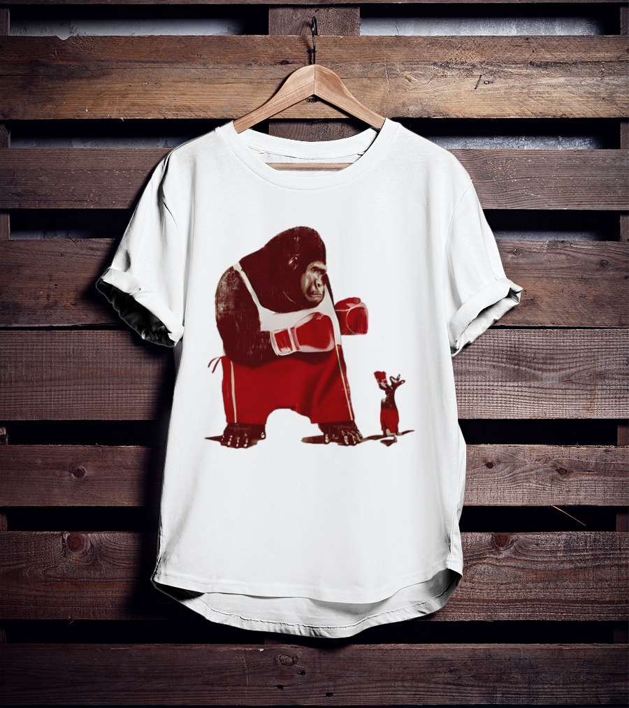 Gorilla Boxing Kangaroo Showdown In Red Boxing Gear T-Shirt