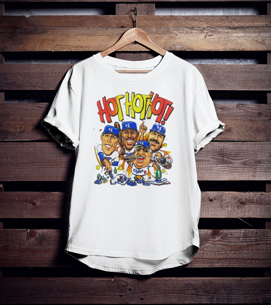 Los Angeles Dodgers Hot Hot Hot Caricature #1 Champs T-Shirt