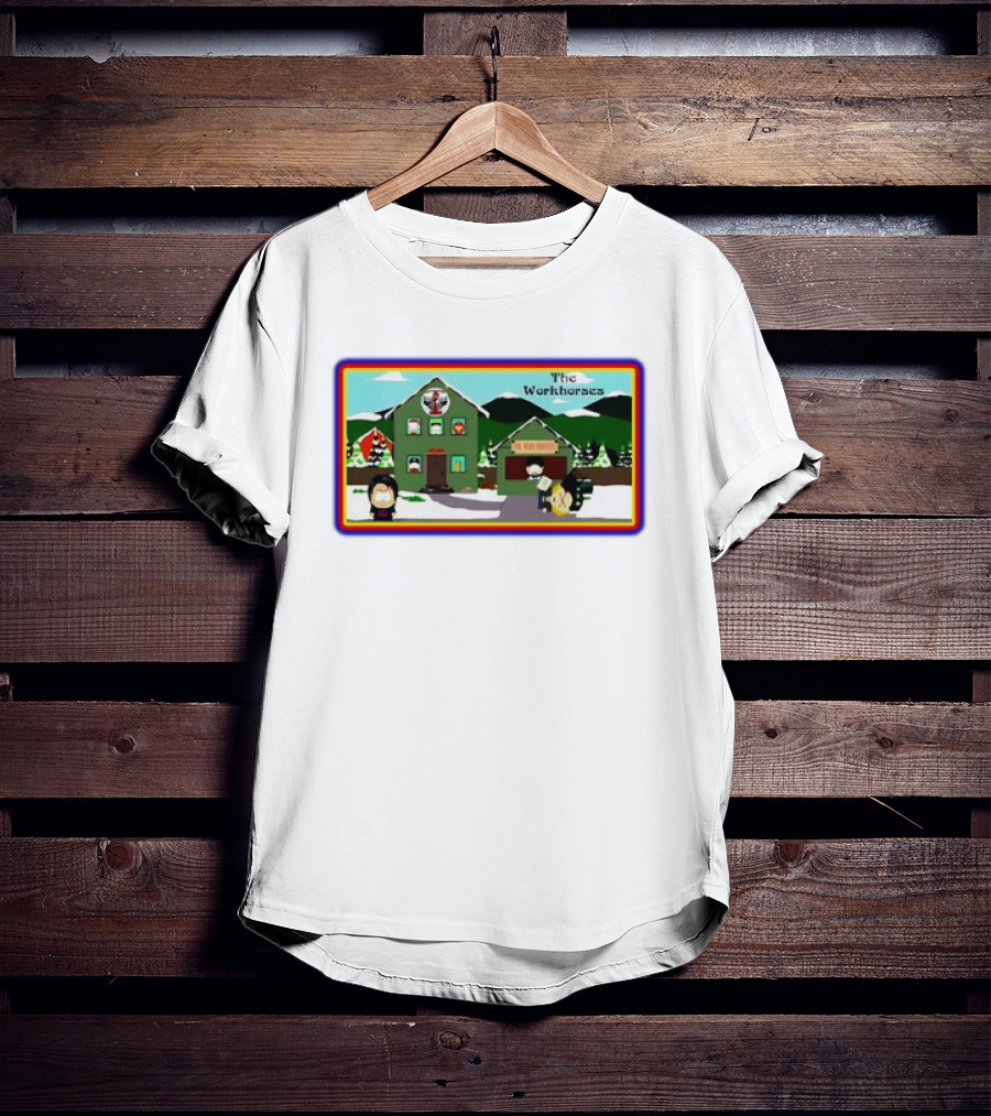 The Workhorses South Park Cartoon Snowy Neighborhood Scene T-Shirt