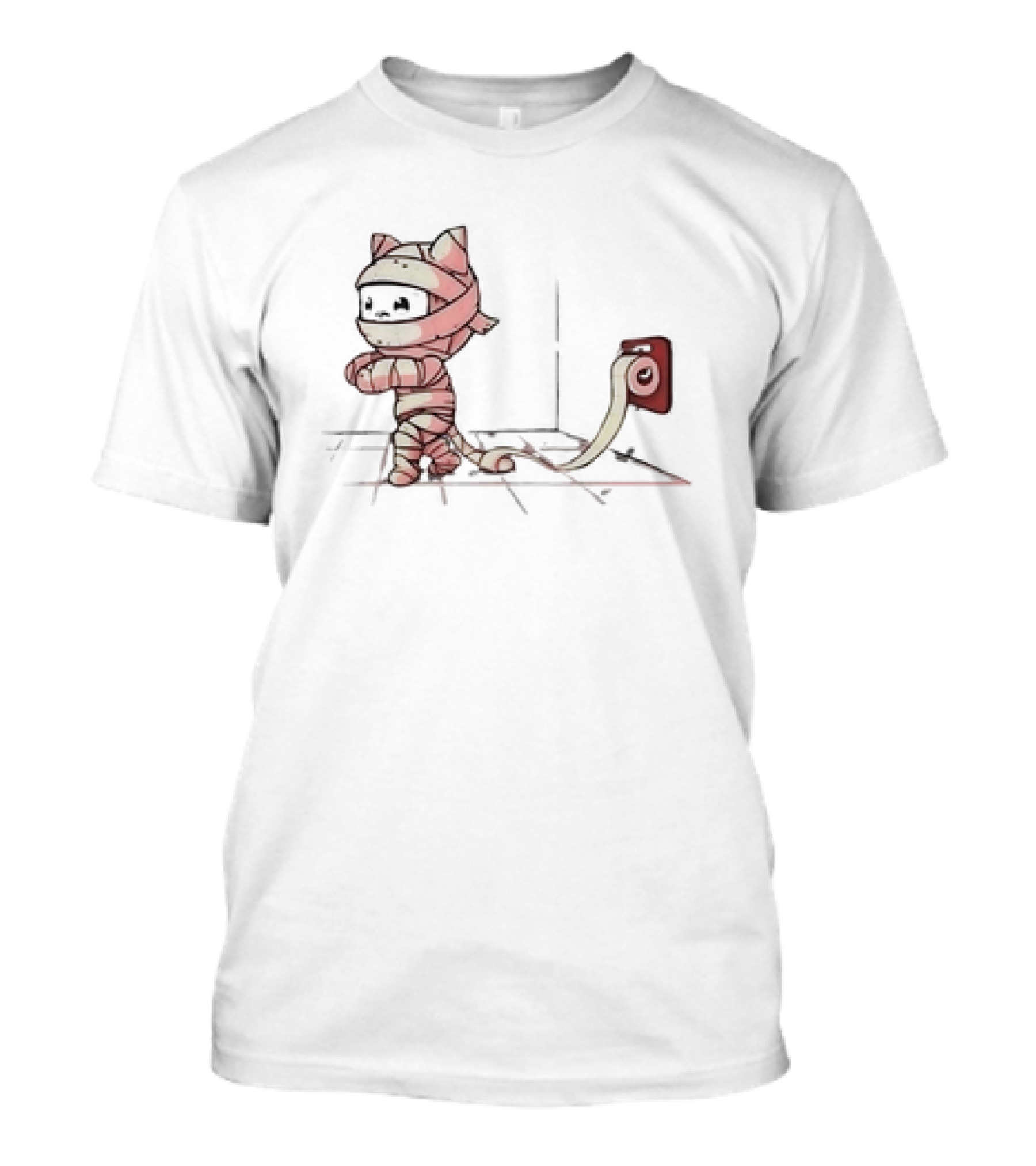 Mummy Cat Wrapped In Toilet Paper Playful Cute T-Shirt