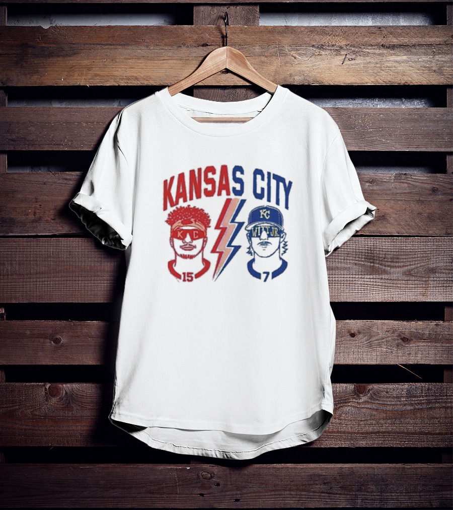 Kansas City Chiefs Patrick Mahomes 15 And Royals Bobby Witt Jr 7 T-Shirt