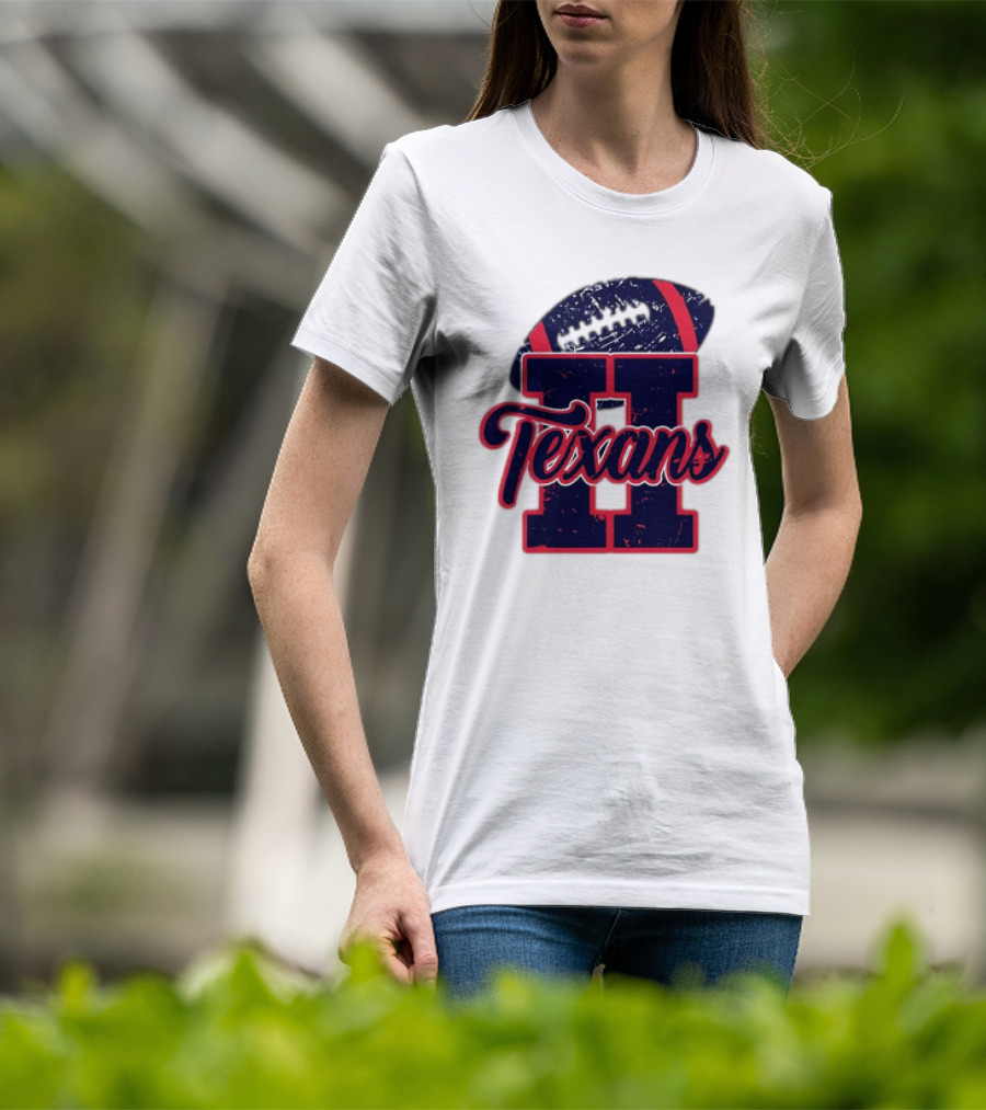 Retro Vintage Texans Football H Logo With Football T-Shirt