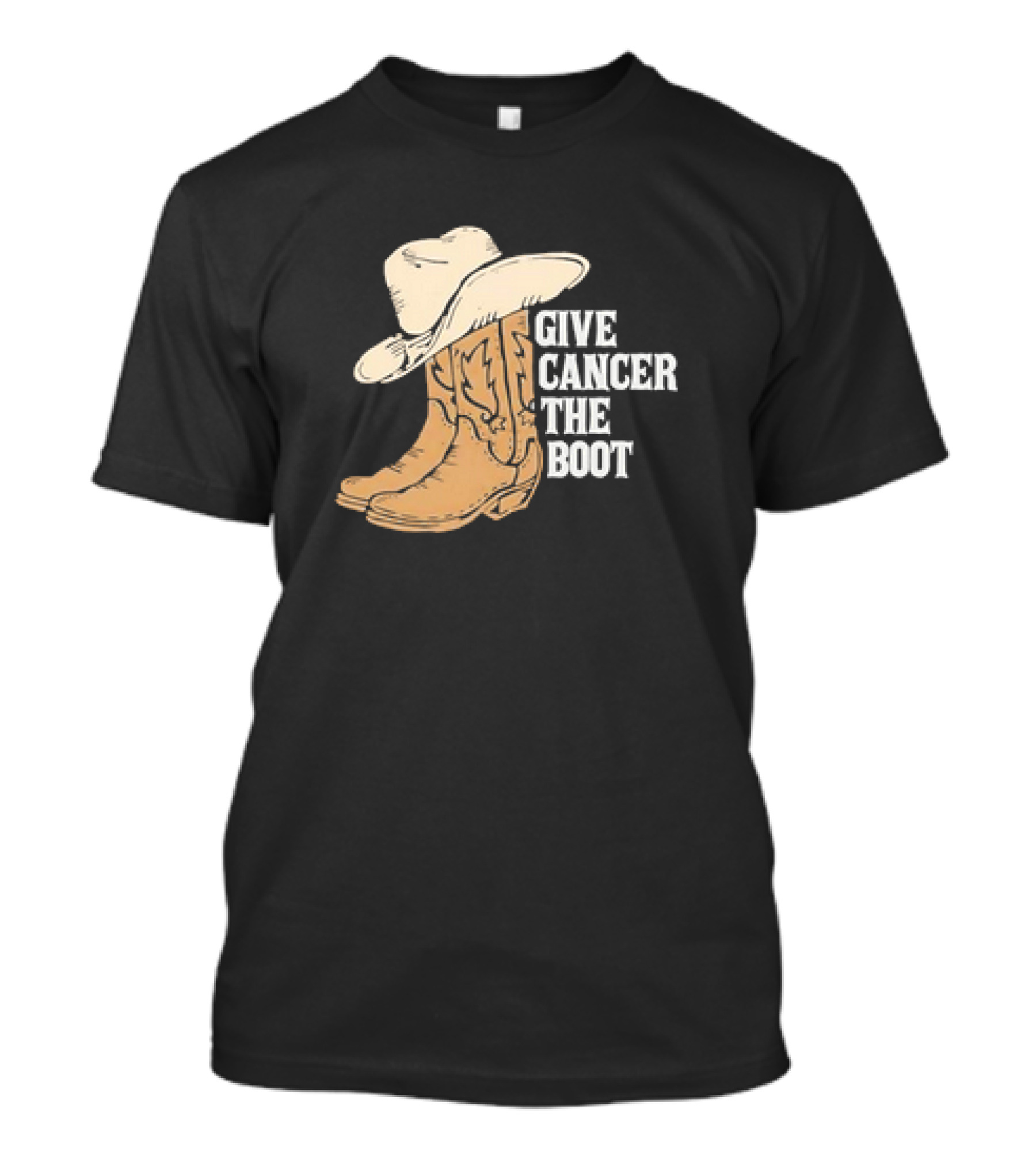 Give Cancer The Boot Retro Cowboy Hat And Boots T-Shirt