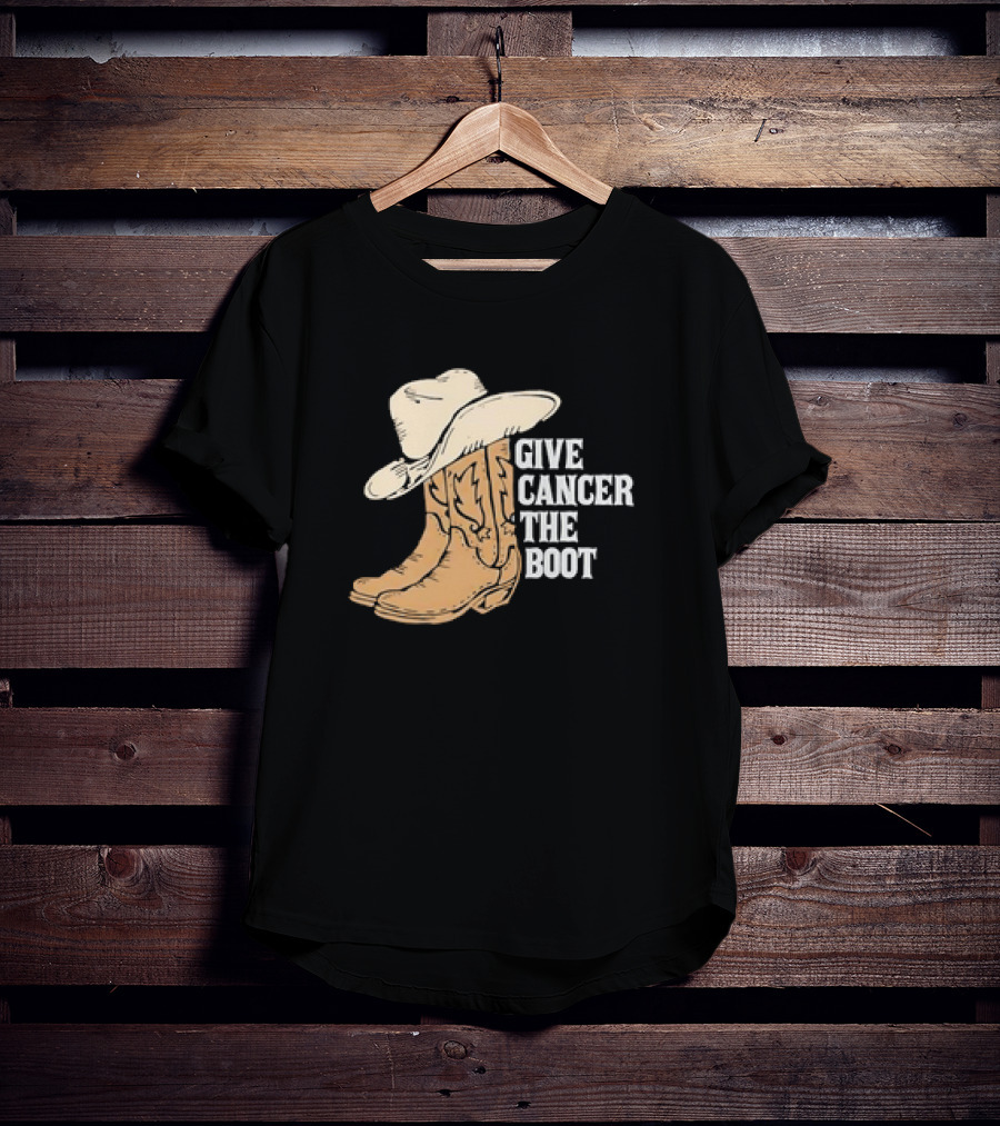Give Cancer The Boot Retro Cowboy Hat And Boots T-Shirt