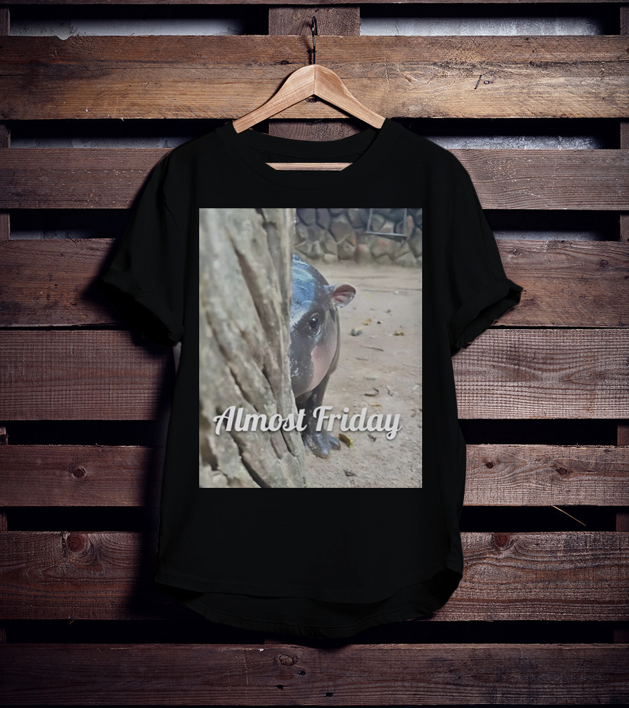 Almost Friday Peek Hippo Behind Tree T-Shirt