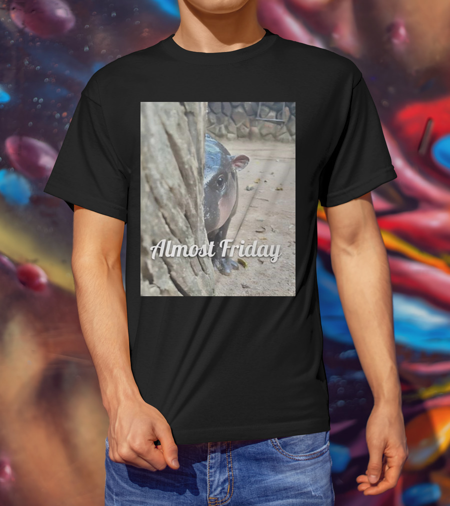 Almost Friday Peek Hippo Behind Tree T-Shirt