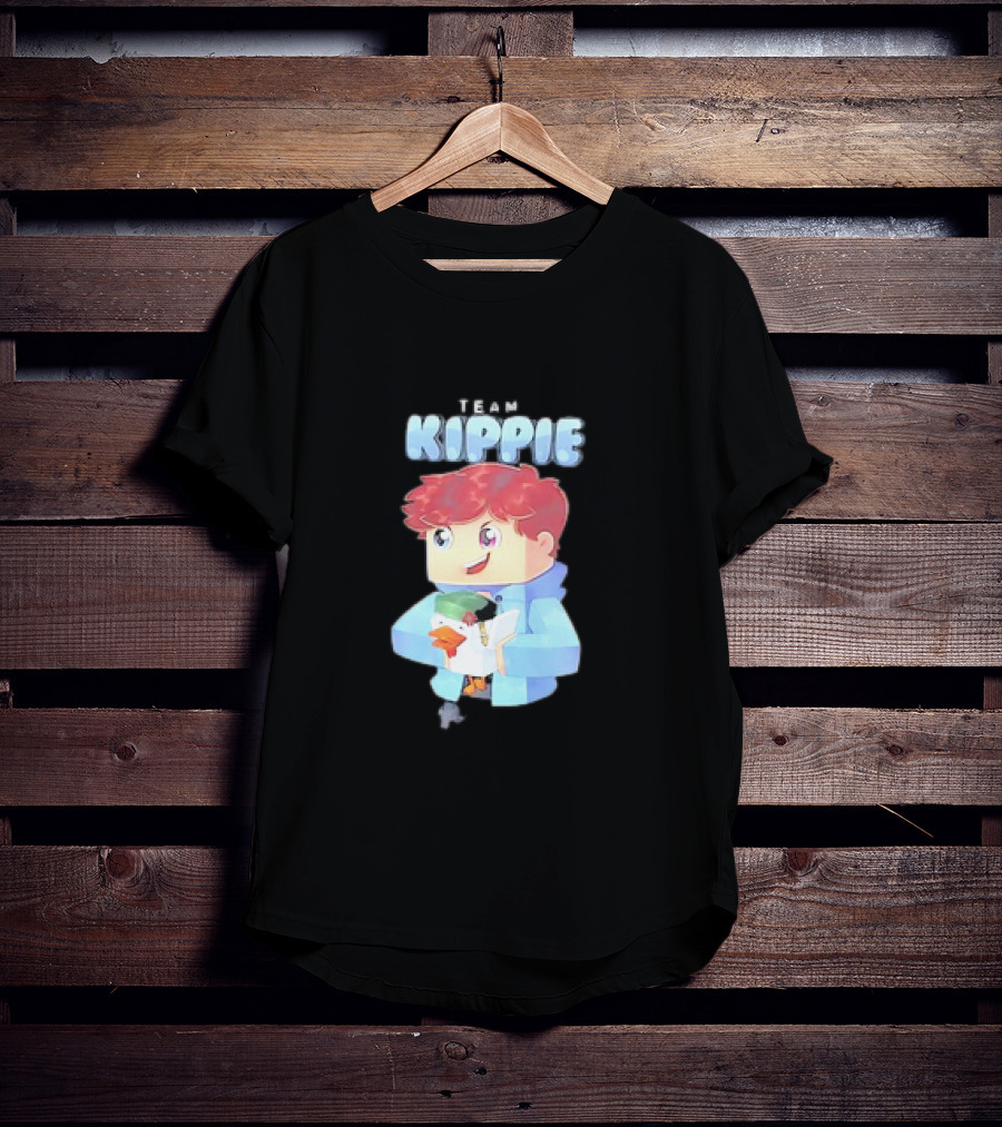 Team Kippie Cartoon Pixel Art Character With Pet Chicken T-Shirt